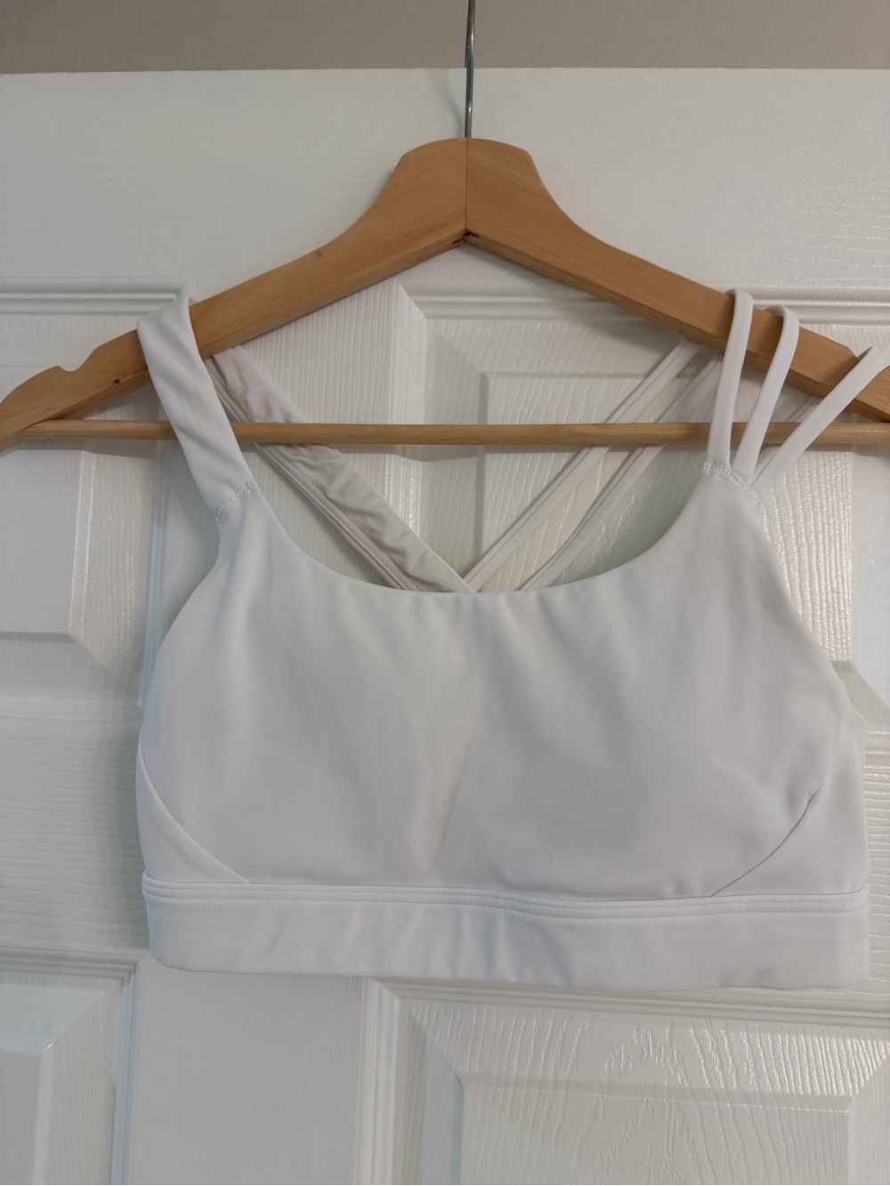 ATHLETA Transcend Strappy Bra White Crisscross Back Size XS